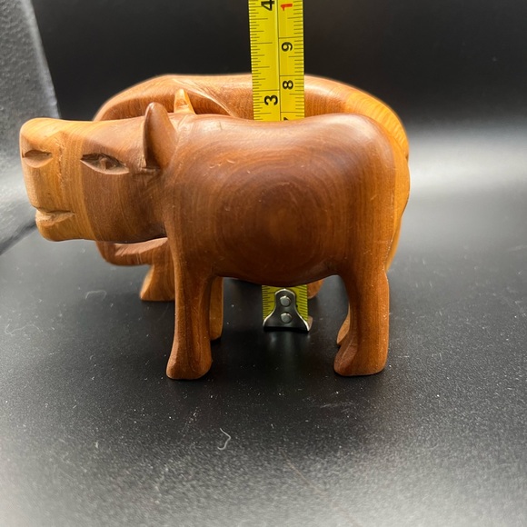 Vintage hand carved wooden elephant and hippo - Picture 2 of 10